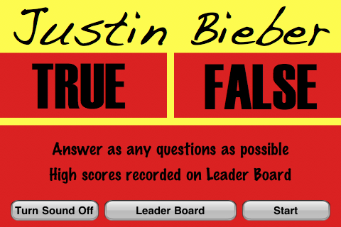 Screenshot True or False – Justin Bieber Screenshot True or False – Justin Bieber